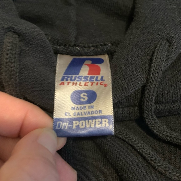 💜 Russell Athletic S Black Dri-Power Hoodie Sweatshirt Embroidered Graphic - Picture 4 of 6